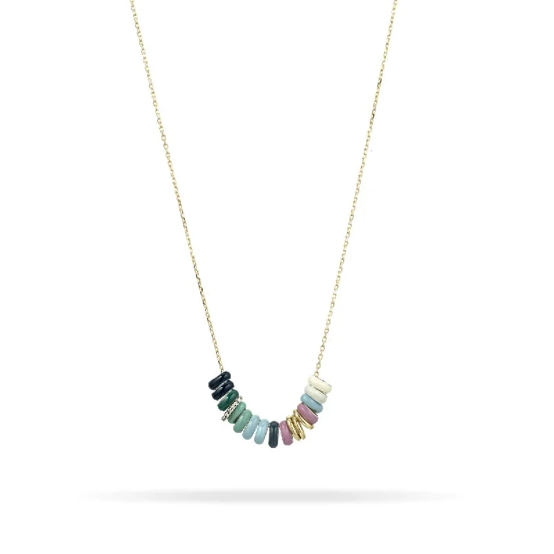 BEAD PARTY Enamel + Pavé Medium Sea Mist Necklace