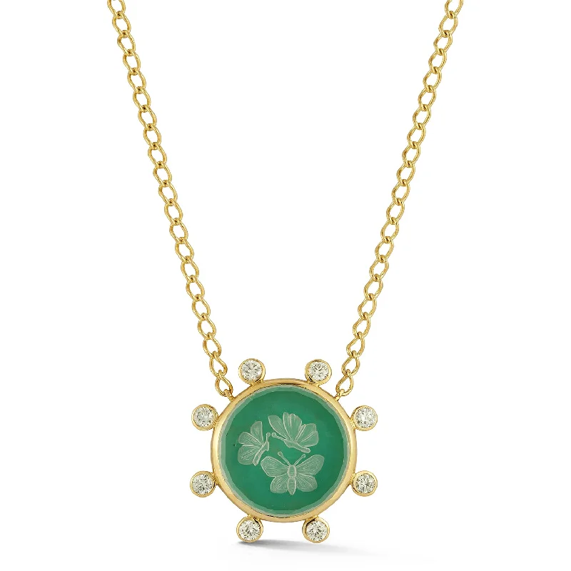 Butterfly Caspian Necklace -Chrysoprase and Diamond