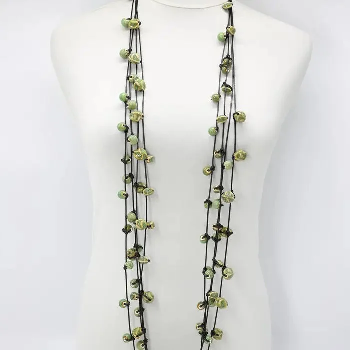 CERAMIC BEAD NECKLACE 4 STRAND