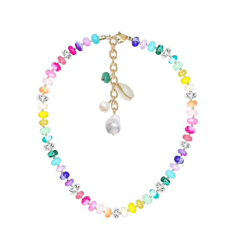 POSITANO OPAL BEADED NECKLACE WITH RONDELLE BEADS