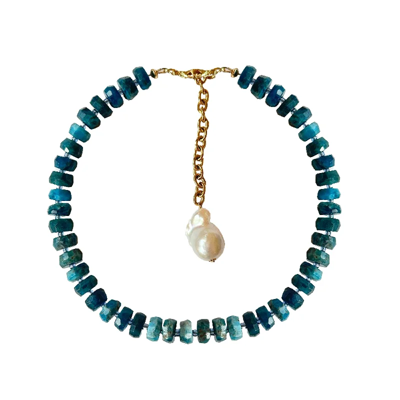 SARDINIA BEADED NECKLACE IN BLUE APATITE