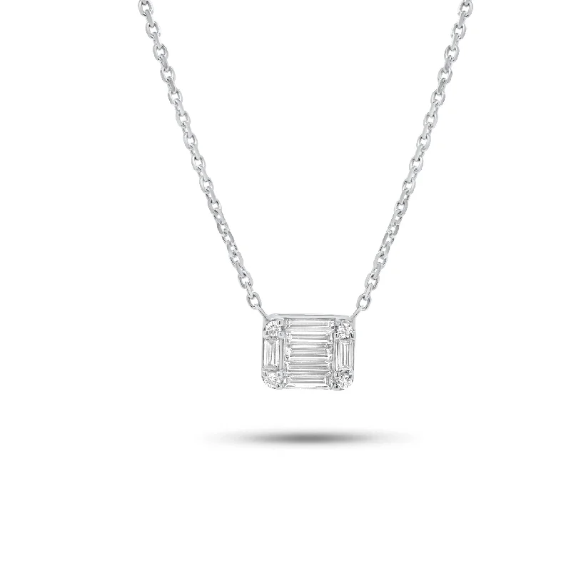 0.38 ct Emerald-Cut Diamond Illusion Pendant Necklace