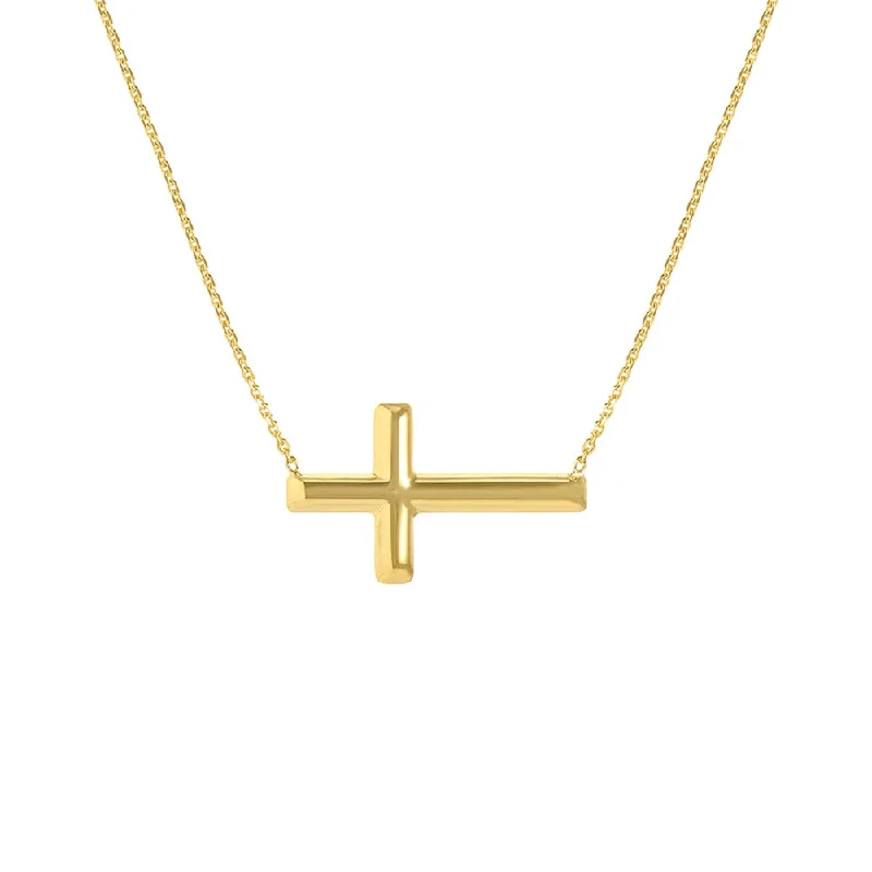 14k Gold Sideways Cross Necklace