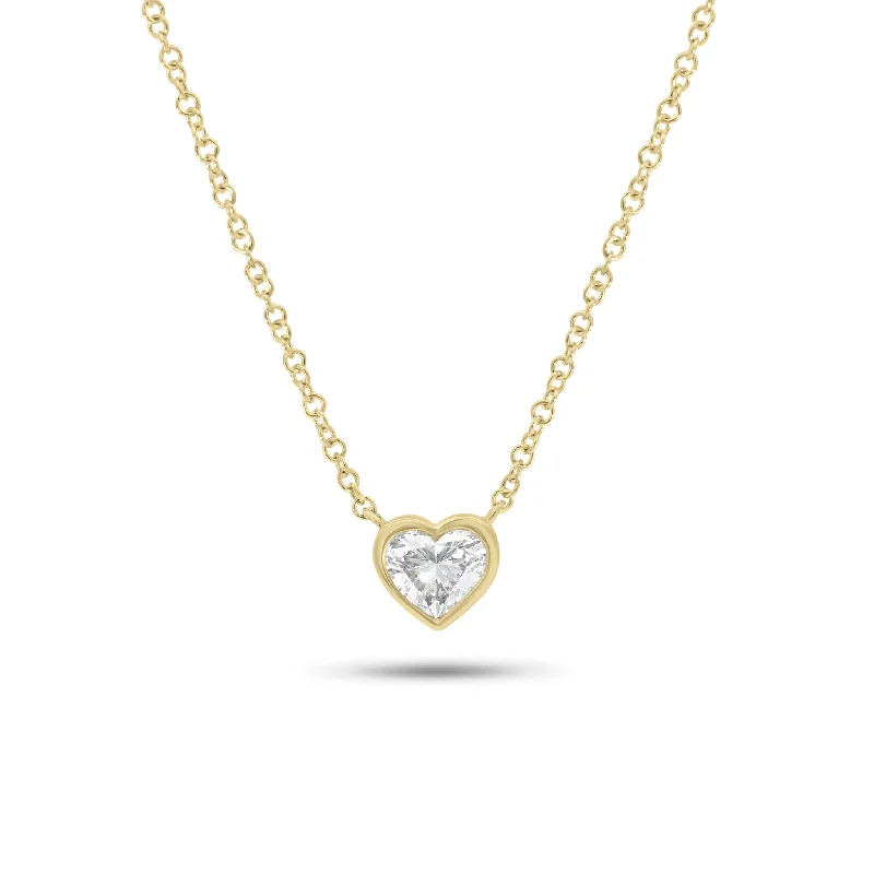 Bezel-Set Heart Diamond Pendant Necklace