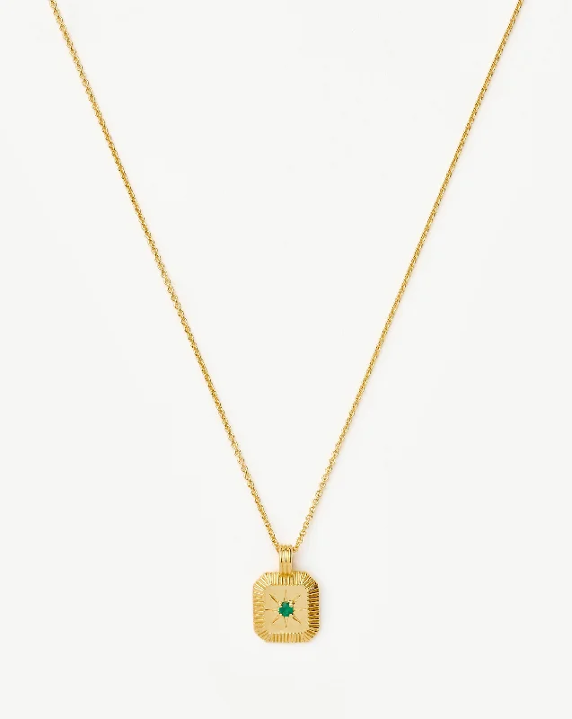 May Birthstone Pendant Necklace | 18k Gold Vermeil/Dyed Green Chalcedony