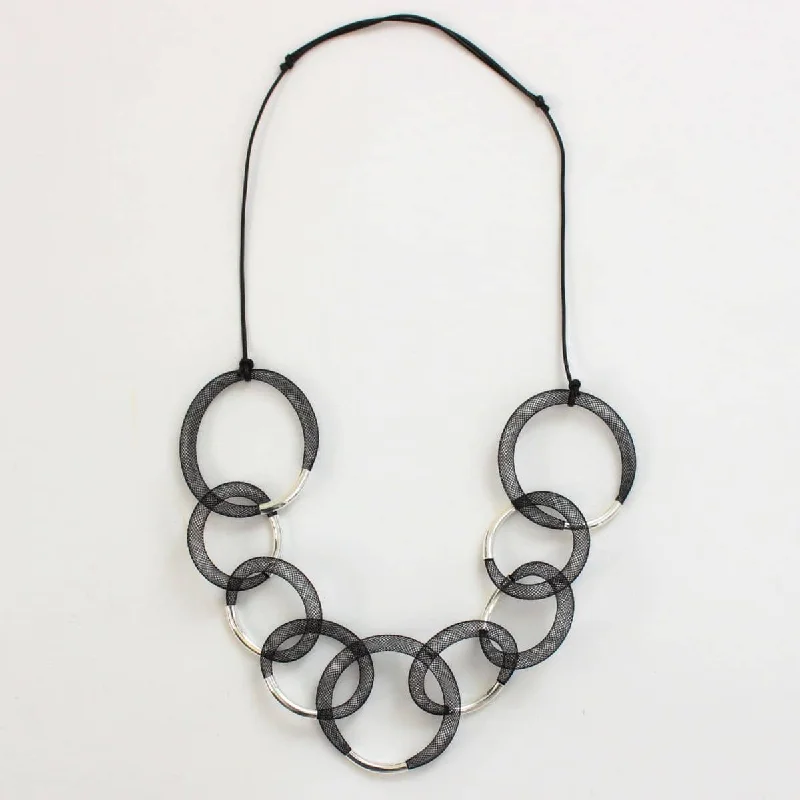 Black and Silver Mesh Statement Necklace