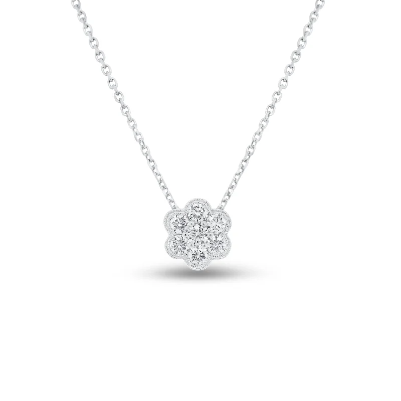 Diamond Flower Cluster Pendant