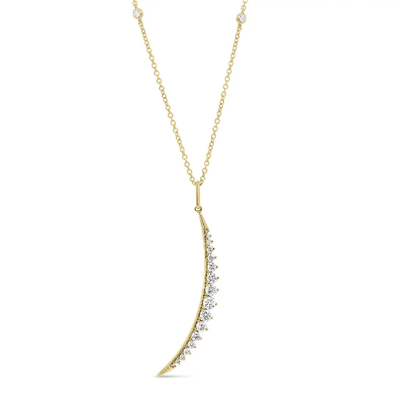 Diamond Sliver Pendant with Bezel-Set Diamond Stations