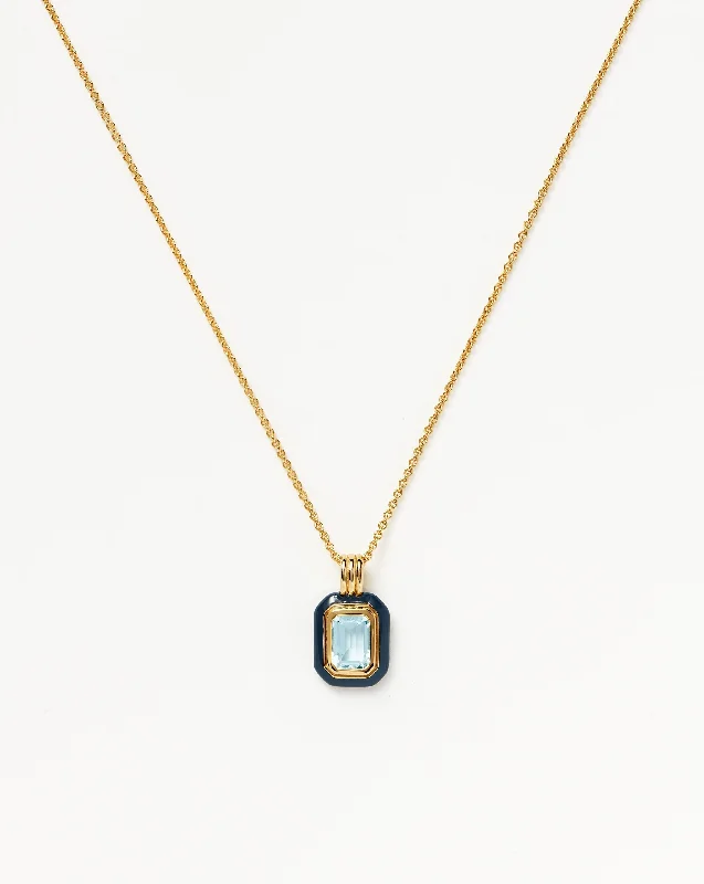 Enamel & Stone Pendant Necklace | 18k Gold Vermeil/Blue Cubic Zirconia