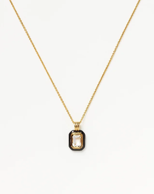 Enamel & Stone Pendant Necklace | 18k Gold Vermeil/Crystal Quartz