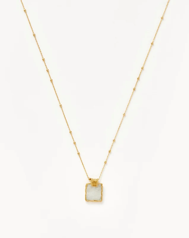 Lena Charm Necklace | 18k Gold Plated/Rainbow Moonstone