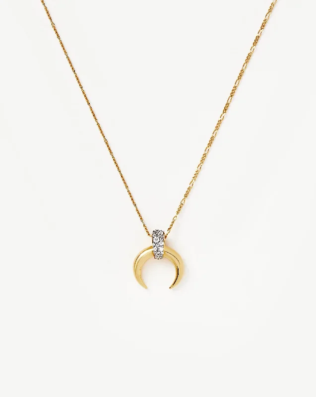 Lucy Williams Pavé Horn Pendant Necklace | 18k Gold Vermeil/Cubic Zirconia