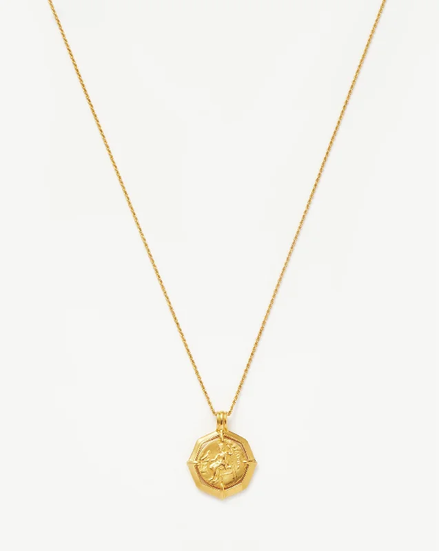 Lucy Williams Engravable Okagon Medallion Coin Necklace | 18k Gold Plated