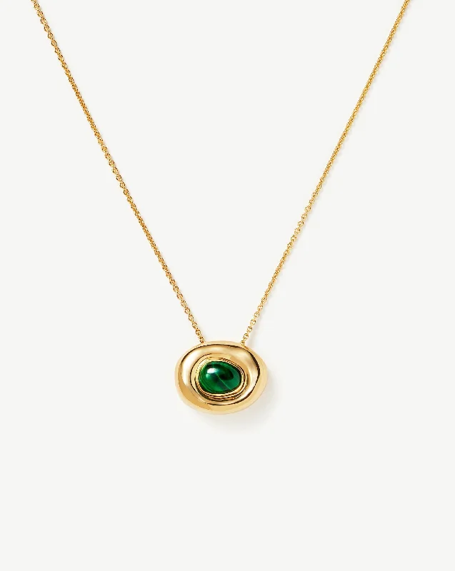 Molten Gemstone Doughnut Pendant Necklace | 18k Gold Vermeil/Malachite