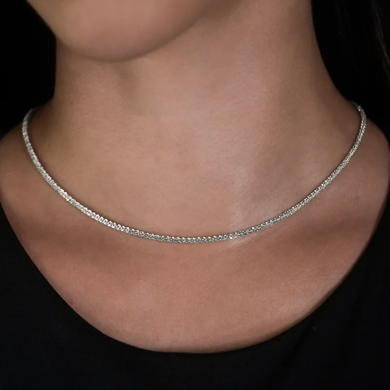 Popcorn Necklace in White Gold- 2mm