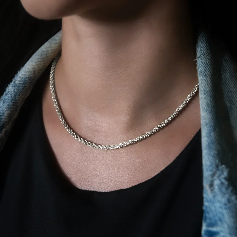 Popcorn Necklace in White Gold- 4mm