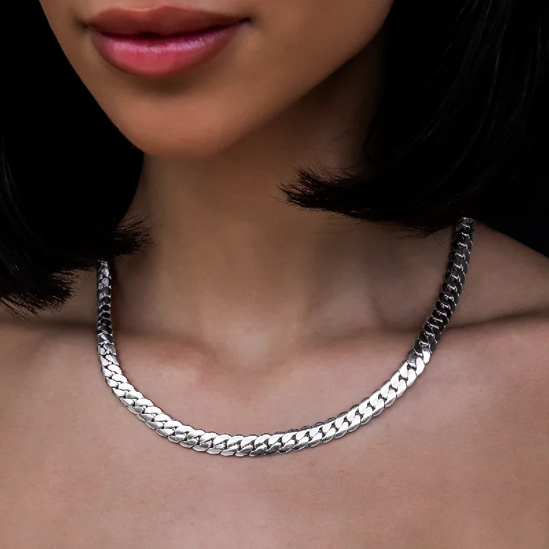 South Beach Cuban™ Necklace in White Gold- 8mm