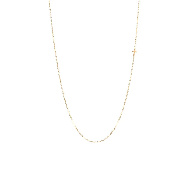 14k Itty Bitty Off-Center Cross Necklace