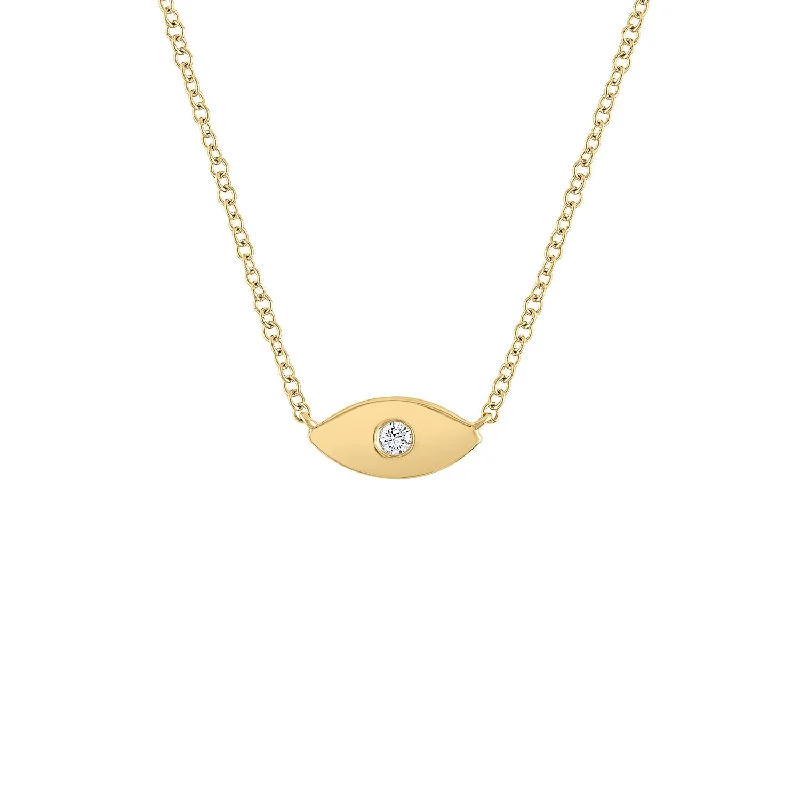 14KT GOLD DIAMOND SHINY EVIL EYE NECKLACE