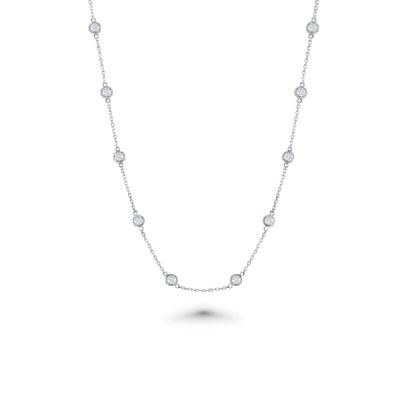 16 Stone Diamond By The Yard Necklace, Bezel Set Diamond Station Necklace (2.00 ct.) in 18K Gold