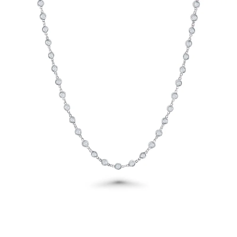 66 Stone Diamond By The Yard Necklace, Bezel Set Diamond Station Necklace (3.00 ct.) in 14K Gold