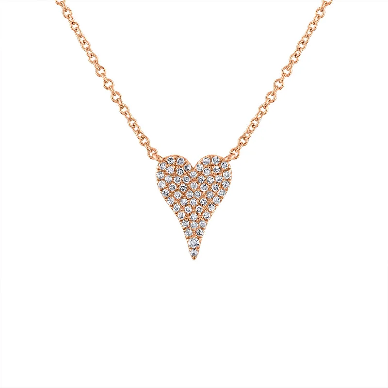 14KT GOLD SMALL MODERN HEART DIAMOND NECKLACE