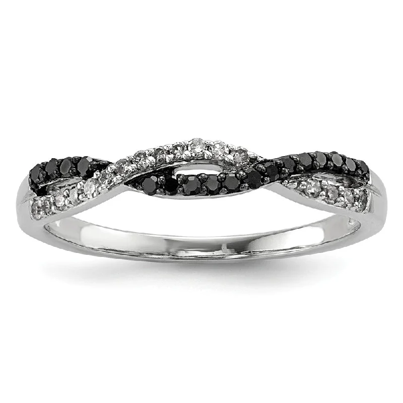 1/5 Ctw Black & White Diamond Twisted Ring in Sterling Silver