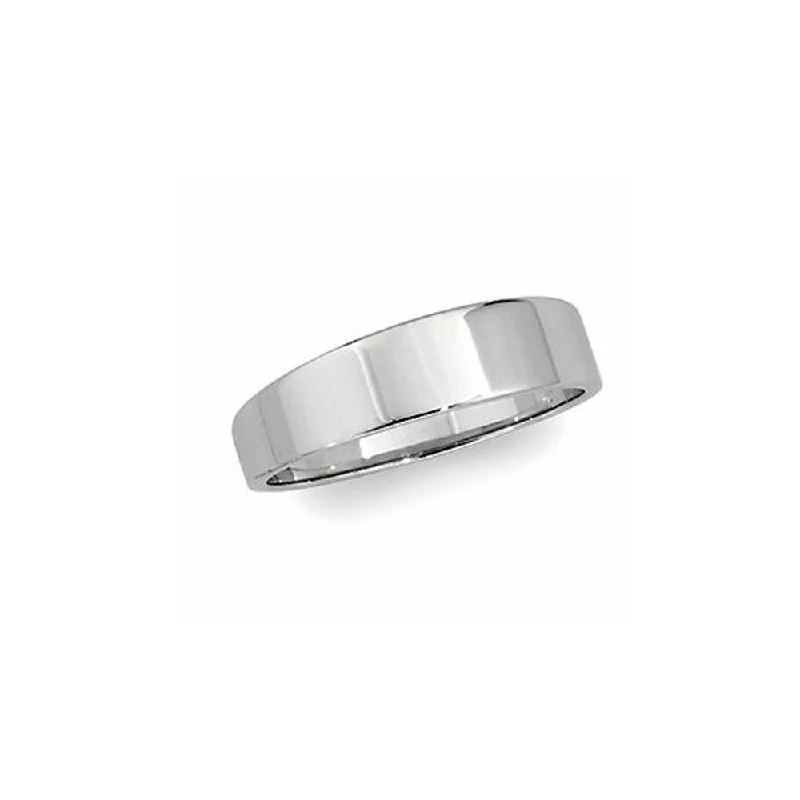 5mm Flat Tapered Wedding Band in 14k White Gold