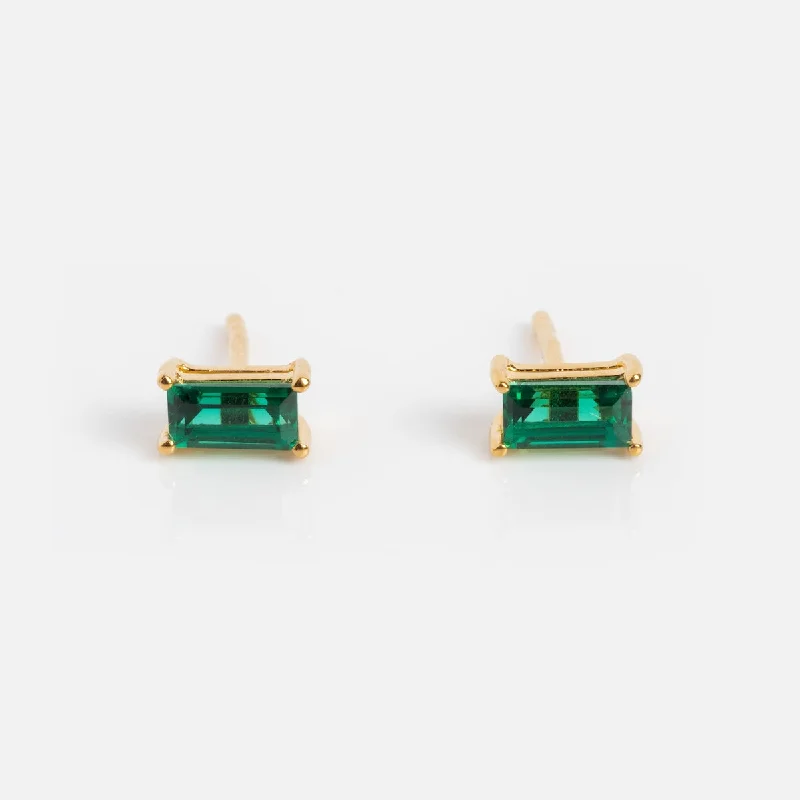 Birthstone Baguette Studs