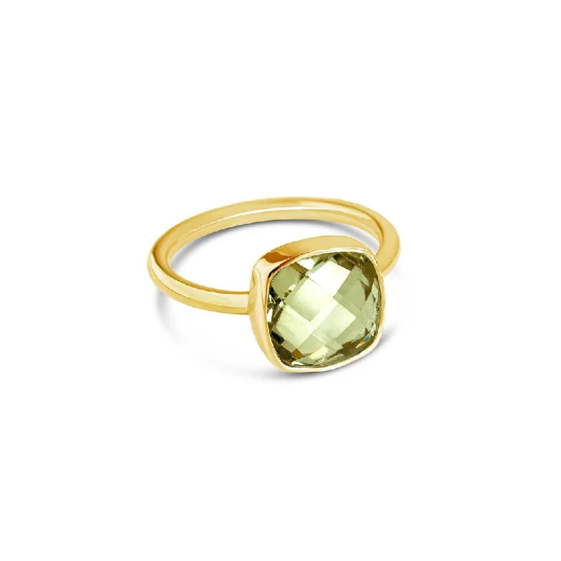 Green Amethyst Cocktail Ring | Gold