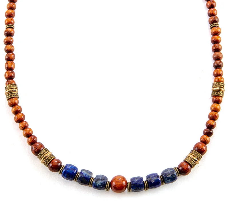 Koa and Lapis Necklace by D. Bergan