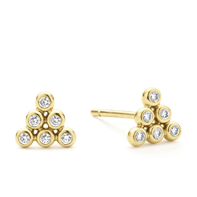 KSL 18K Gold Triangle Diamond Stud Earrings