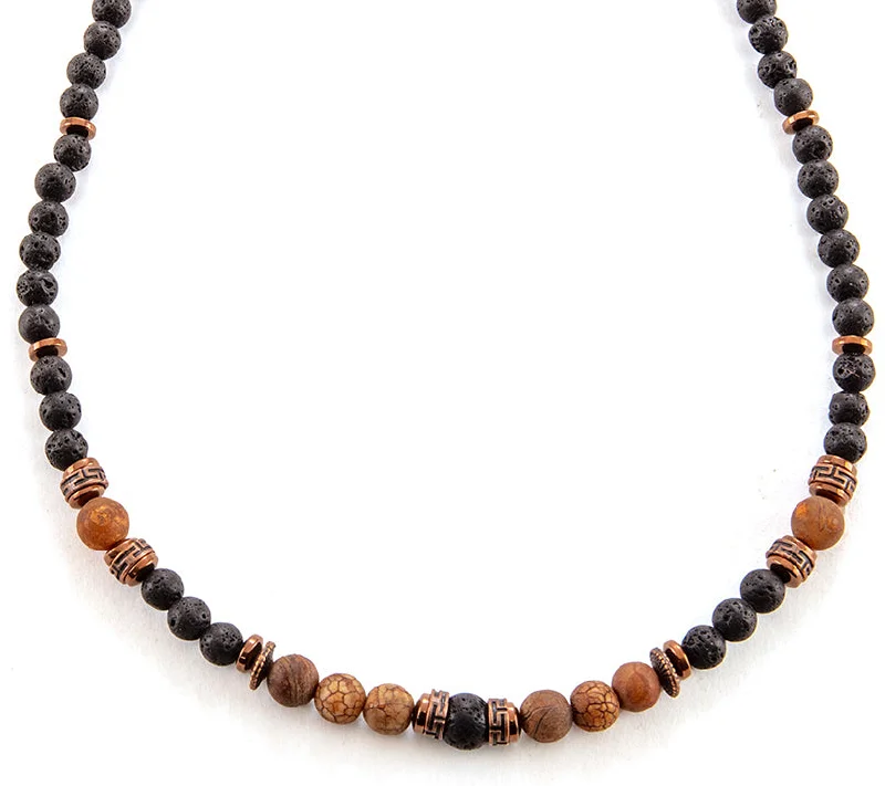 Lava and Agate Necklace by D. Bergan - BERG39404