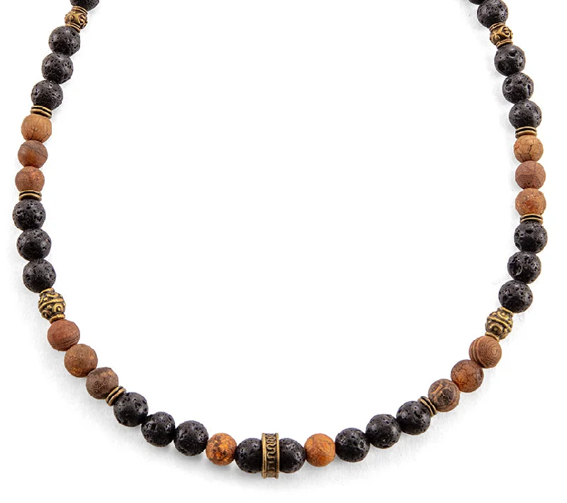 Lava and Agate Necklace by D. Bergan - BERG39403