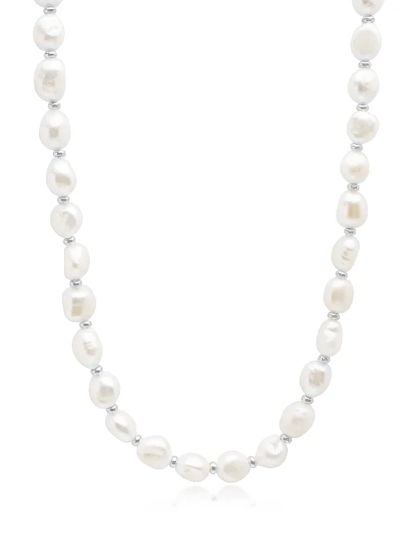 Men's Baroque Pearl Choker with Silver