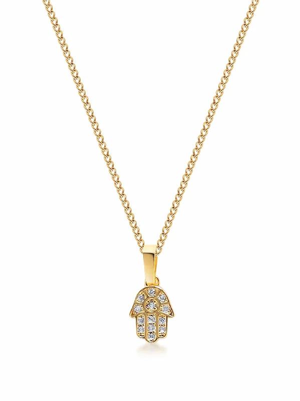 Men's Mini Hamsa Hand Necklace in Gold