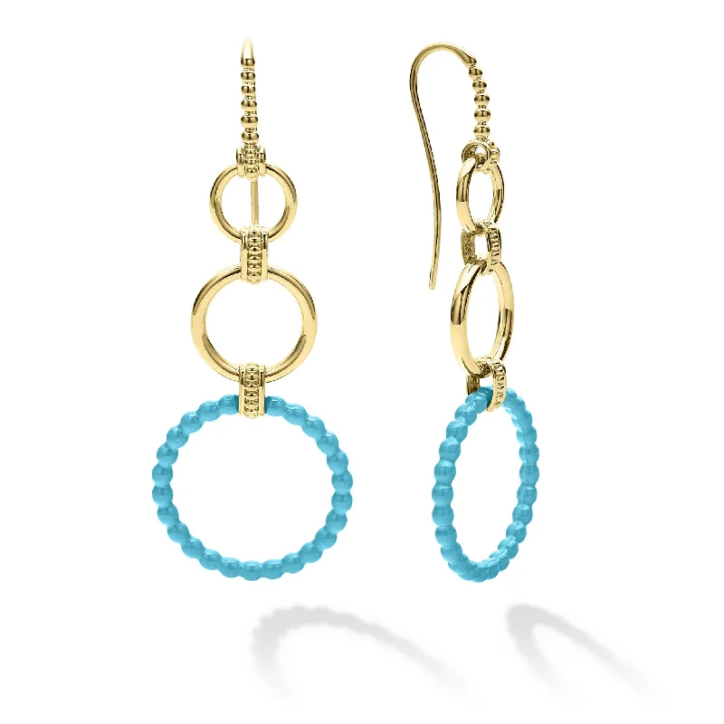 Meridian 18K Gold and Blue Ceramic Circle Drop Earrings