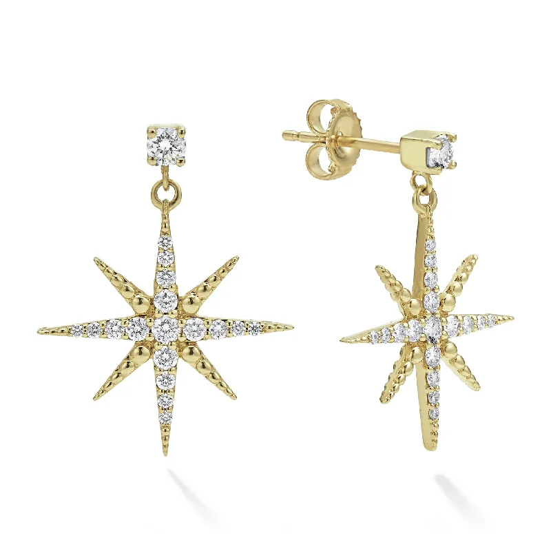 North Star 18K Gold Diamond Drop Earrings