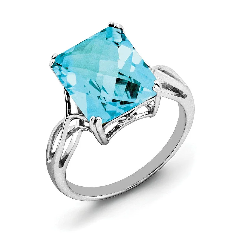 Octagonal Light Blue Topaz Ring in Sterling Silver