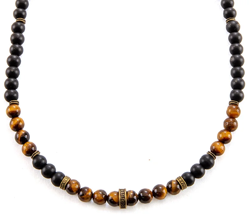 Onyx and Tigerʻs Eye Necklace by D. Bergan - BERG39406