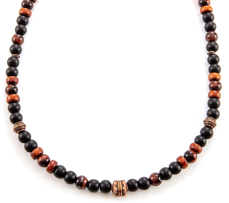 Onyx and Tigerʻs Eye Necklace by D. Bergan - BERG39402