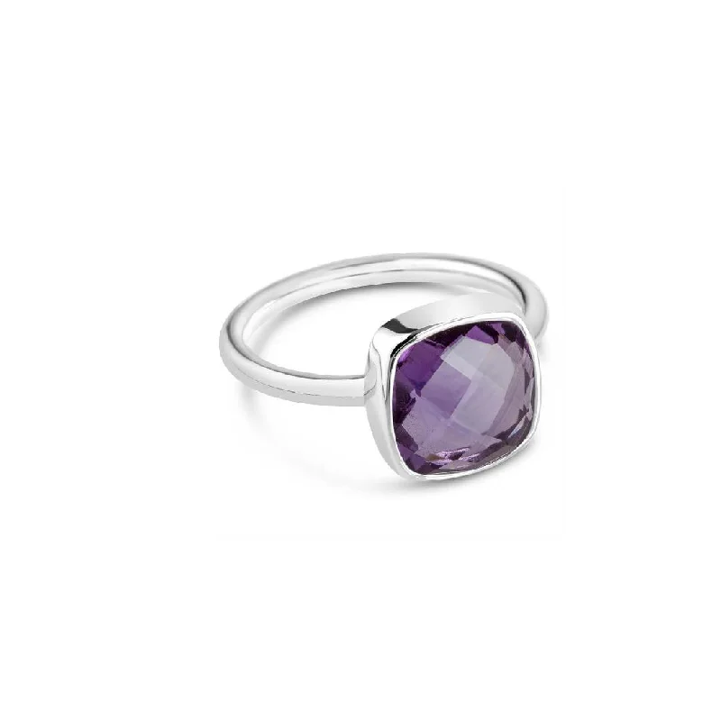 Purple Amethyst Cocktail Ring | Silver