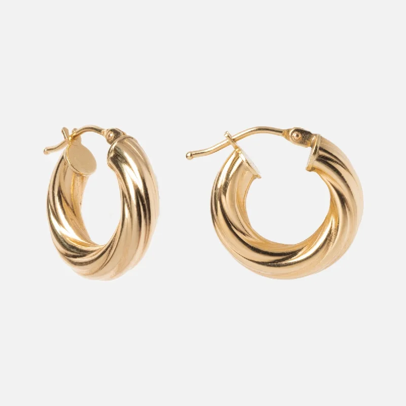 Solid Gold Twisted Hollow Hoops