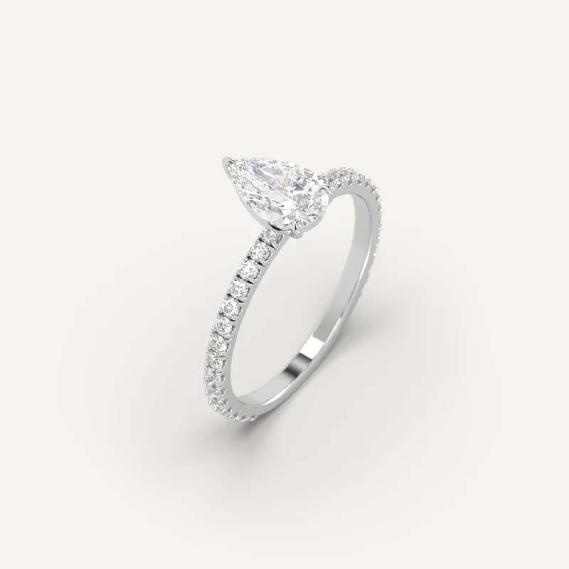 Designer Jewelry 1 1/4 carat Pear Cut Diamond Ring