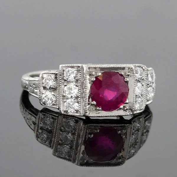 Onyx Bracelet Art Deco Platinum Ruby & Diamond Step Up Ring 1.00ct