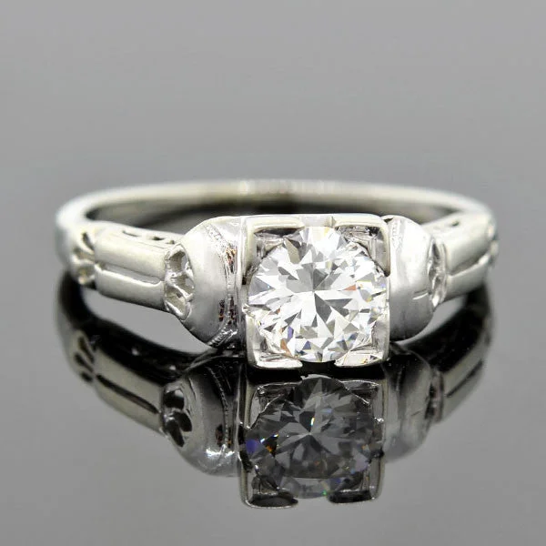 Unique Pendant Late Art Deco 18kt Diamond Engagement Ring 0.62ct