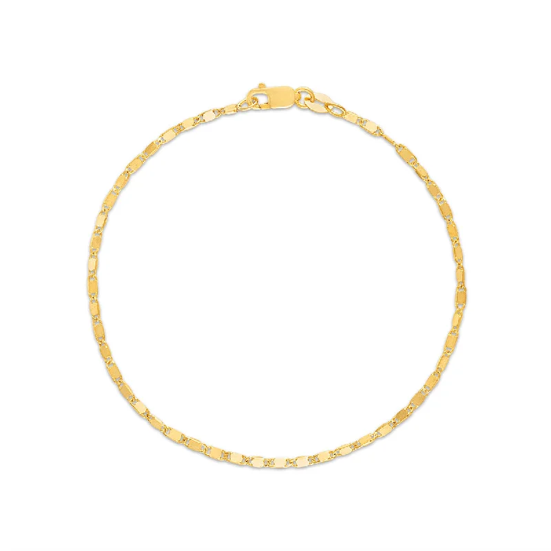 10KT Gold 7-inch Mirrored Link Bracelet