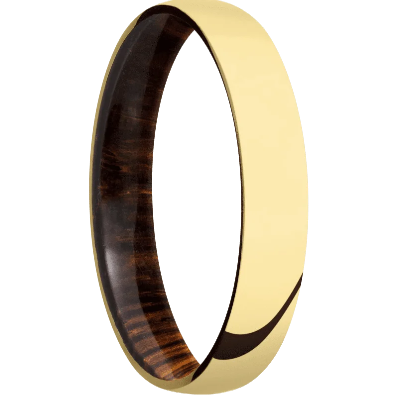 Square Cut Ring 14K Yellow Gold with Polish Finish and Cocobolo