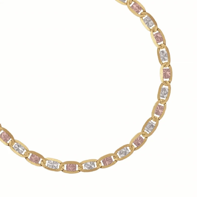 14KT Gold Tri-Color 7-inch 2.75MM Valentino Bracelet