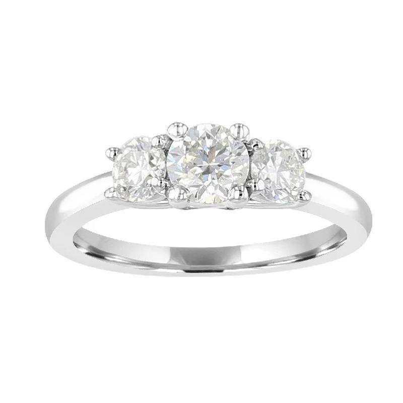 Dainty Ring 14KT White Gold 1 CTW Diamond 3 Stone Ring